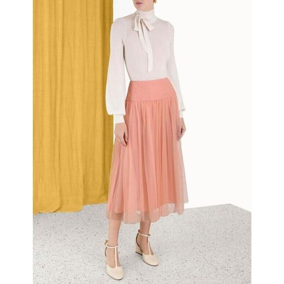 ZIMMERMANN Tulle Midi Layer Skirt Dusty Pink 4 12 XL Net-A-Porter NWT $710 - Picture 2 of 16
